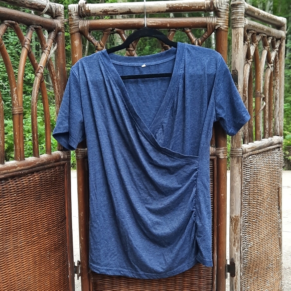 Tops - Maternity Blue Short Sleeve Shirt